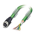 Phoenix Contact SAC Bus Cable, 6 Cores, 0.22 mm², Bus, 2m, Green Polyurethane PUR Sheath, 24