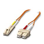 Phoenix Contact LC to SC Duplex Multi Mode OS2 Fibre Optic Cable, 50/125μm, Orange, 2m