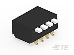TE Connectivity 4 Way Surface Mount DIP & SIP Switch Single Pole - Single Throw, Piano Actuator