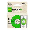 GP Recyko Gp Batteries NiMH Rechargeable D Battery, 3Ah