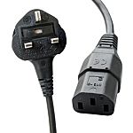 RS PRO Straight IEC C13 Socket to Straight Type G UK Plug Power Cord, 5m