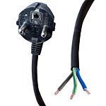 RS PRO Straight Unterminated Right Angle CEE 7/7 Plug Power Cord, 3m