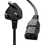 RS PRO Straight IEC C13 Socket to Straight Type M South African Power Cord, 1.9m
