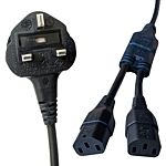 RS PRO Right Angle IEC C13 Socket to Straight Power Cord, 2.5m