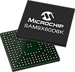 Microchip, 32bit ARM926EJ-S, SAM9X72 Microcontroller, 800MHz, 64 kB SRAM, 196-Pin TFBGA