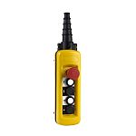 Slow Break Push Button Control Station - SPDT, Polypropylene, 4 Cutouts, Yellow, Emergency Stop, IP65