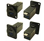 Straight, Panel Mount, Socket- Dual Port Type USB USB3.0 A-A USB Connector