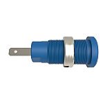 Schutzinger Blue Female Banana Connector, 2mm Connector, Tab Termination, 10A, 600V, Nickel Plating