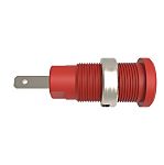 Schutzinger Red Female Banana Connector, 2mm Connector, Tab Termination, 10A, 600V, Nickel Plating