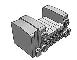 SMC VV5QC11 series 5 station One-Touch Fitting 6 mm Manifold for use with VQC1000, VV5QC11-05C6SD0