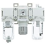 SMC G 1/4 Filter Regulator Lubricator, Automatic Drain, 5μm Filtration Size - Without Pressure Gauge, AC20-F02C-D