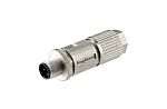 Amphenol Industrial Industrial Circular Connectors, 4 Contacts, Cable Mount, M12 Connector, Plug, Male, IP68, MSDS