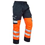 Leo Workwear BIDEFORD Orange/Navy Durable Hi Vis Trousers