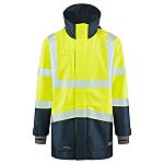 Leo Workwear CLOVELLY Yellow/Navy Unisex Hi Vis Jacket, XXL