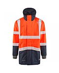 Leo Workwear CLOVELLY Orange/Navy Unisex Hi Vis Jacket, XXXXXL