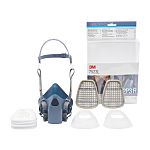 3M 7500 Series Half-Type Half Mask A1P2 R D with Replacement Filters, Size L, Hypoallergenic
