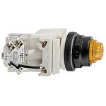 Schneider Electric, 9001K, Panel Mount Amber LED Pilot Light, 30mm Cutout, IP66, Round, 120V ac/dc