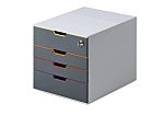 Durable 4 Drawer Storage Unit, Plastic, 292mm x 280mm x 356mm, Multi-Colour