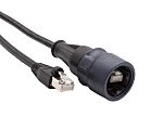 Bulgin6000, 2m Cat6a, Black RJ45 to Male RJ45 Male, Shielded Shielded, Terminated PVC Sheath