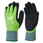 Skytec TRC850 Black, Green 13 Gauge Acrylic, HPPE, Terry Fleece Cut Resistant, Heat Resistant Work Gloves, Size Large,