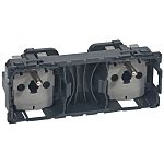 Legrand 0671 Black 2 Gang Plug Socket, 2 Poles, 16A, Indoor Use