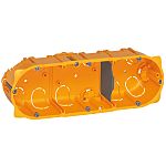 Legrand 0800 Yellow Plastic Back Boxes, IP20, Flush Mount Mount, 3 Gangs, 40 x 67mm