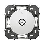 Pin & Socket Contacts White Female 1 Outlet TV Aerial Connector, Flush Mount