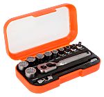 Bahco 13-Piece Metric 1/4 Bit Socket Set with Ratchet, Square