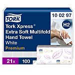 Tork Xpress Folded White Paper Towel, 340 x 212 (Unfolded) mm, 85 x 212 (Folded) mm, 2-Ply, 100 Sheets