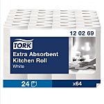 Tork Kitchen Roll Rolled White Paper Towel, 15.4 m x 230mm, 2-Ply, 64 Sheets