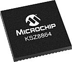 Microchip KSZ8864CNXIA, Ethernet Switch IC, 10/100Mbps Dual MII,RMII, 3.3 V, 64-Pin QFN