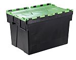 RS PRO 77L Green PP Attached Lid Container, 600mm x 400mm x 400mm