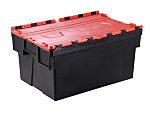RS PRO 65L Red PP Attached Lid Container, 600mm x 400mm x 365mm