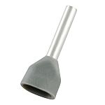 RS PRO Insulated Crimp Bootlace Ferrule, 10mm Pin Length, 2.1mm Pin Diameter, 2 x 0.75mm² Wire Size, Grey