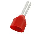 RS PRO Insulated Crimp Bootlace Ferrule, 8mm Pin Length, 2.6mm Pin Diameter, 2 x 1.5mm² Wire Size, Red