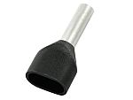 RS PRO Insulated Crimp Bootlace Ferrule, 12mm Pin Length, 2.6mm Pin Diameter, 2 x 1.5mm² Wire Size, Black