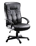 Manažerská židle, Černá s nastavitelnou výškou na kolečkách Kožený sedák a opěrka, výška sedadla 46 → 55cm RS PRO