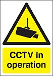 Etiqueta de seguridad RS PRO, Polipropileno, "CCTV Sign, Inglés, 210 mm Señal x 148mm