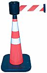 RS PRO Weighted Red, White 1.10 m PVC Safety Cone With Strap Reel
