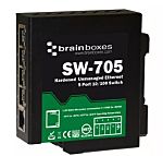 Brainboxes DIN Rail Mount Ethernet Switch, 5 RJ45 Ports, 100Mbit/s Transmission, 5 → 30V dc
