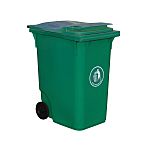 RS PRO 360L Green Flip Polyethylene Waste Bin