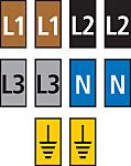 HellermannTyton WIC0 Cable Markers, assorted colours, Pre-printed "EARTH, L1, L2, L3, N", 2 → 2.8mm Cable,