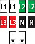 HellermannTyton WIC0 Cable Markers, assorted colours, Pre-printed "EARTH, L1, L2, L3, N", 2 → 2.8mm Cable,