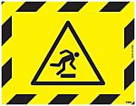 Etiqueta de advertencia y de peligro con pictograma: Obstáculo al nivel del suelo, autoadhesivo, 350mm x 450 mm