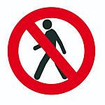 PVC No Pedestrians Prohibition Floor Sticker, Ø 500mm