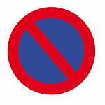 Podlahová štítek zákazu, PVC, Modré, červená Zákaz parkování Ano, Ø 500mm Štítek