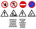 Etiqueta de advertencia y de peligro, tipo etiqueta con pictograma: Trabajo en curso, autoadhesivo, 200mm x 200 mm