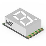 157112V12800 Wurth Elektronik 7-Segment LED Display, CA Green 21 mcd RH DP 7.6mm