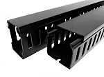 RS PRO Black Slotted Panel Trunking - Open Slot, W25 mm x D30mm, L1m, PVC