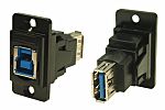RS PRO Straight, Panel Mount, Socket to Socket- Dual Port Type B to A 3.0 USB Connector